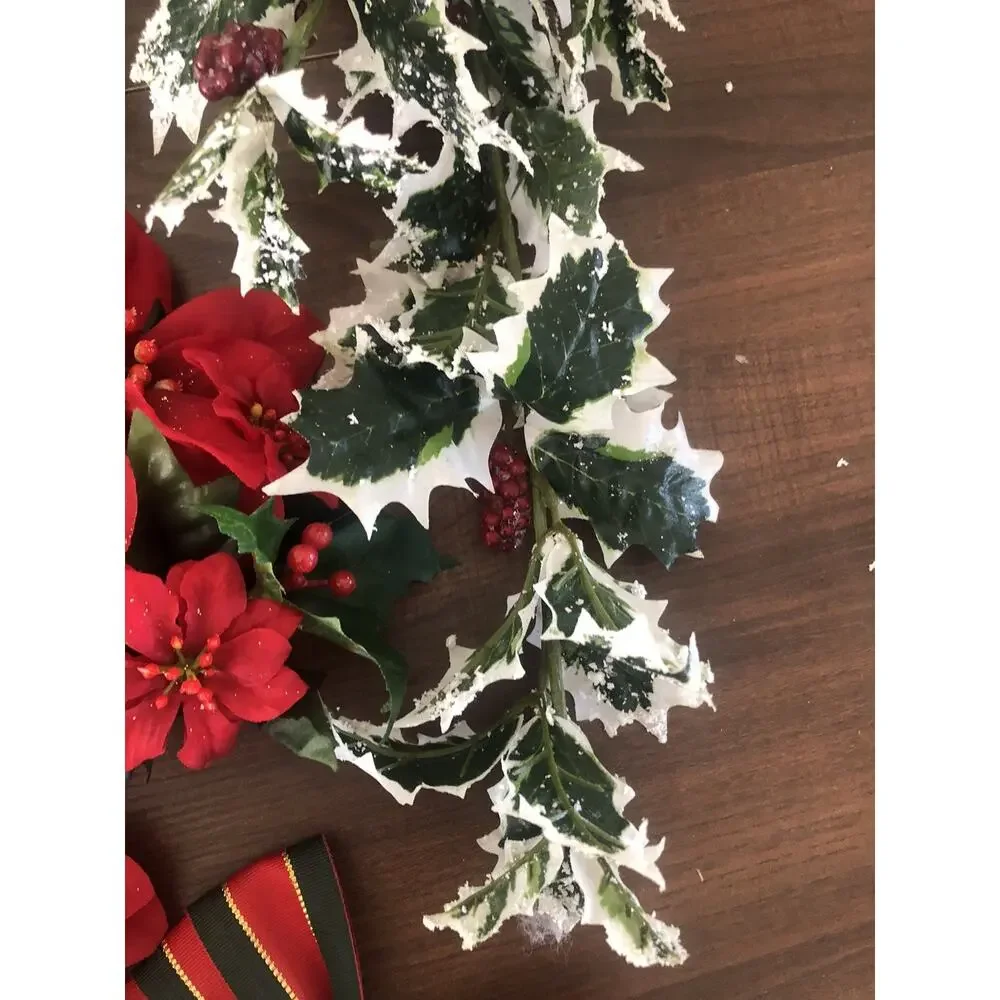 Vtg Christmas Floral Poinsettia Leaves Berries Crafts Bits And Pieces
